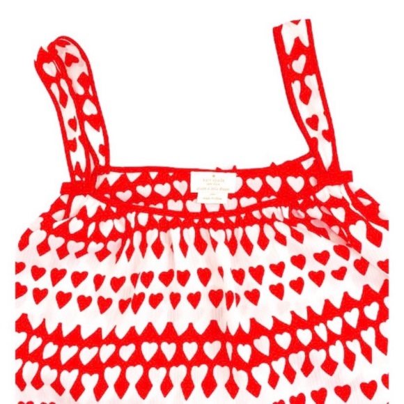 Kate Spade Red & White Dream A Little Dream Heart Print Sleep Romper, Size Large - Picture 6 of 10